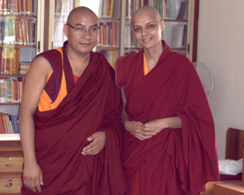 Barkha Madan Bald with Dalai Lama